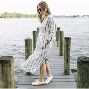 Splendid X Gray Malin Playa Caftan Maxi Dress Linen‎ Blend Boho Beach Size XS